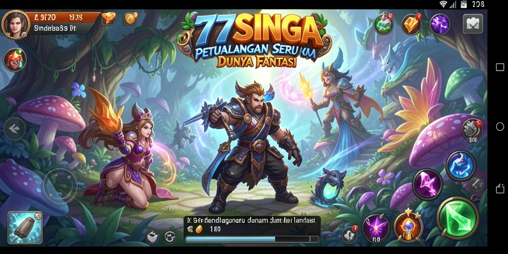 Gameplay seru 77SINGA dengan pemandangan fantastis.