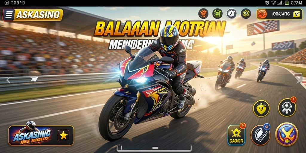 Tampilan seru gameplay balapan motor di ASKASINO.