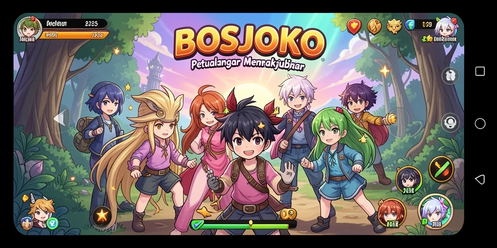 Tampilan gameplay seru dari <strong>BOSJOKO</strong> yang memukau dan colorful.