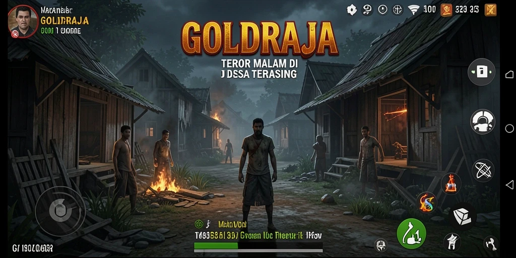 Tangkapan layar menampilkan suasana mencekam dari gameplay GOLDRAJA.