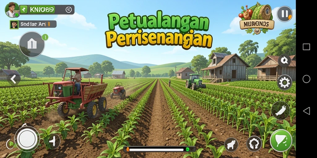 Tangkapan layar utama KNO89 menampilkan keseruan gameplay Farming.