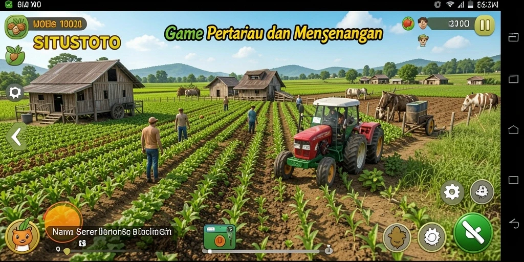 Tampilan screenshot utama SITUSTOTO menampilkan gameplay pertanian yang seru dan interaktif.
