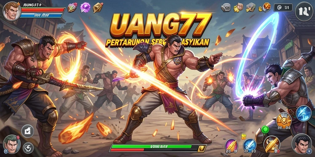 Tampilan gameplay UANG77 yang mendebarkan dan penuh aksi.