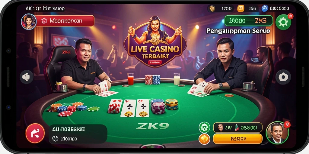 Tampilan menarik dari gameplay Live Casino ZK9 yang seru dan interaktif.